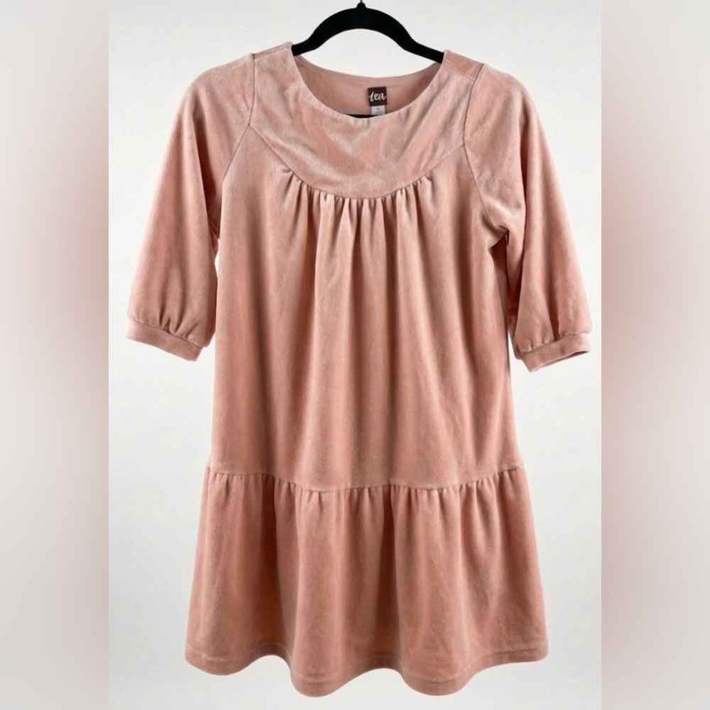 Tea Collection Girls Pink Velour Ruffle Hem Dress 12 Coquette Balletcore